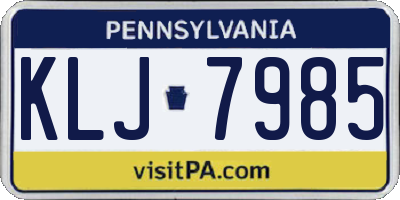 PA license plate KLJ7985