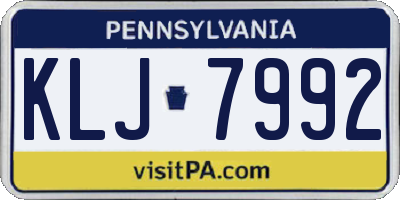 PA license plate KLJ7992