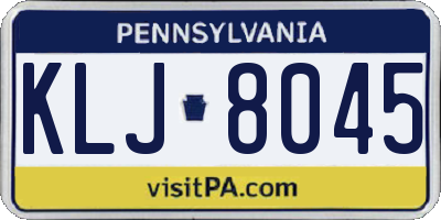 PA license plate KLJ8045