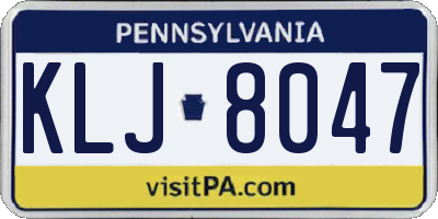 PA license plate KLJ8047