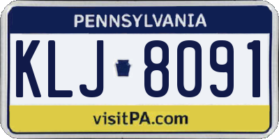 PA license plate KLJ8091