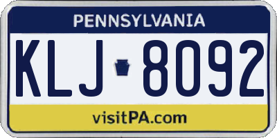 PA license plate KLJ8092
