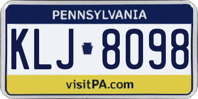 PA license plate KLJ8098