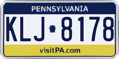 PA license plate KLJ8178