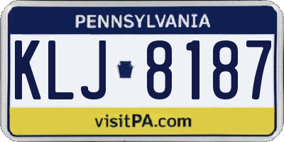 PA license plate KLJ8187