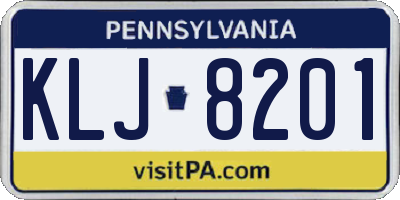 PA license plate KLJ8201