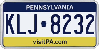 PA license plate KLJ8232