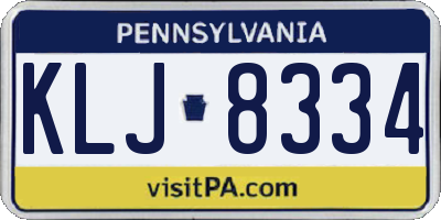 PA license plate KLJ8334
