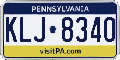 PA license plate KLJ8340