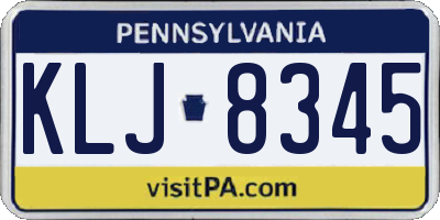 PA license plate KLJ8345