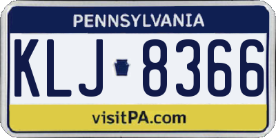 PA license plate KLJ8366