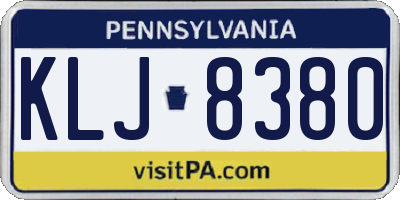 PA license plate KLJ8380