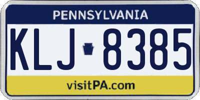 PA license plate KLJ8385