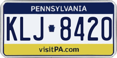 PA license plate KLJ8420