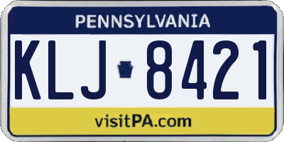 PA license plate KLJ8421