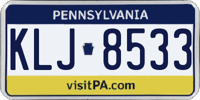 PA license plate KLJ8533
