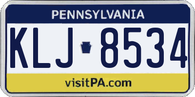 PA license plate KLJ8534