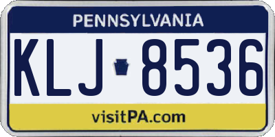 PA license plate KLJ8536
