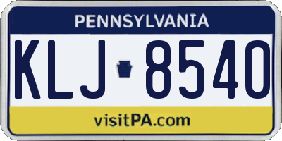 PA license plate KLJ8540