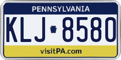 PA license plate KLJ8580