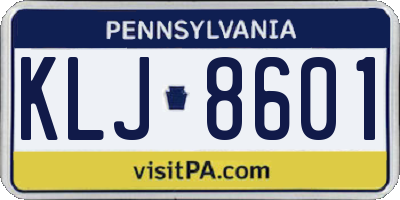 PA license plate KLJ8601