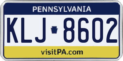 PA license plate KLJ8602