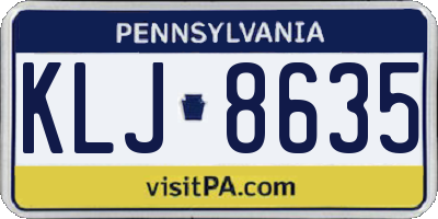 PA license plate KLJ8635