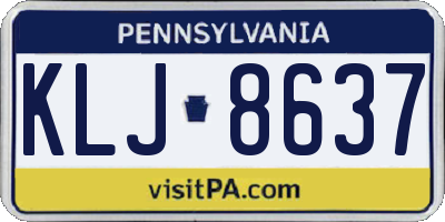 PA license plate KLJ8637