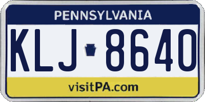 PA license plate KLJ8640