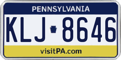PA license plate KLJ8646