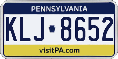 PA license plate KLJ8652