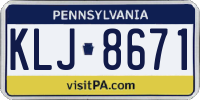 PA license plate KLJ8671