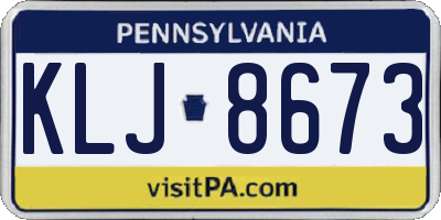 PA license plate KLJ8673