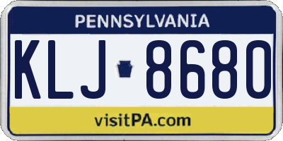 PA license plate KLJ8680