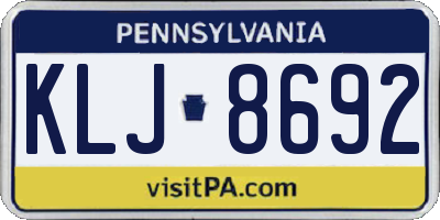 PA license plate KLJ8692