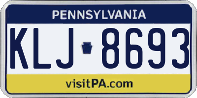 PA license plate KLJ8693