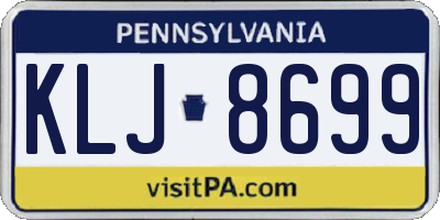 PA license plate KLJ8699