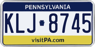 PA license plate KLJ8745
