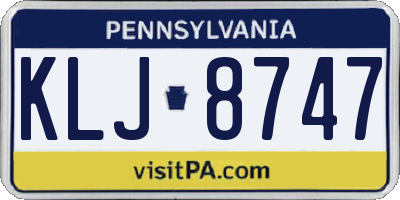PA license plate KLJ8747