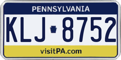 PA license plate KLJ8752