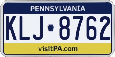 PA license plate KLJ8762