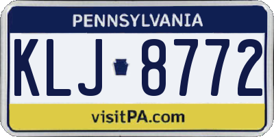 PA license plate KLJ8772