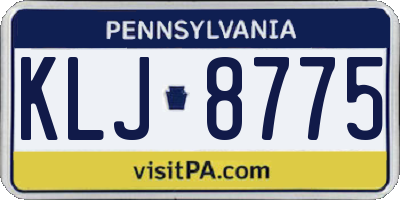 PA license plate KLJ8775