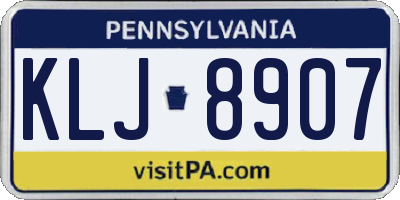 PA license plate KLJ8907