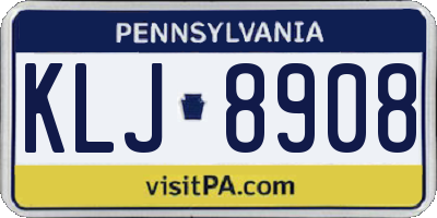 PA license plate KLJ8908