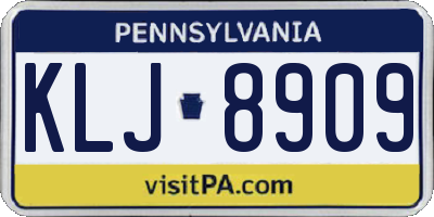 PA license plate KLJ8909