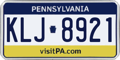 PA license plate KLJ8921