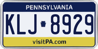 PA license plate KLJ8929