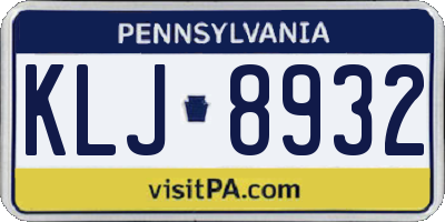 PA license plate KLJ8932