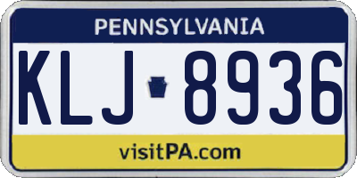 PA license plate KLJ8936